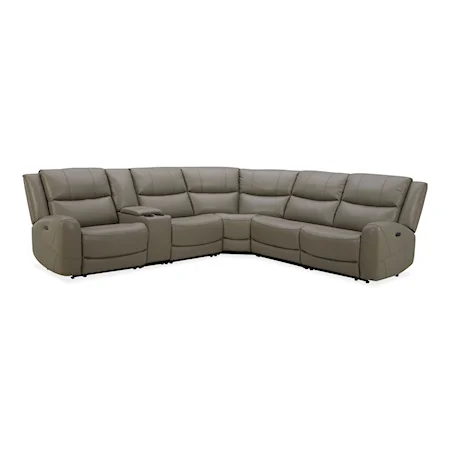 6228 Gray Leather  Dual Power Sectional