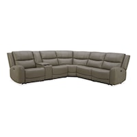 6228 Gray Leather  Dual Power Sectional