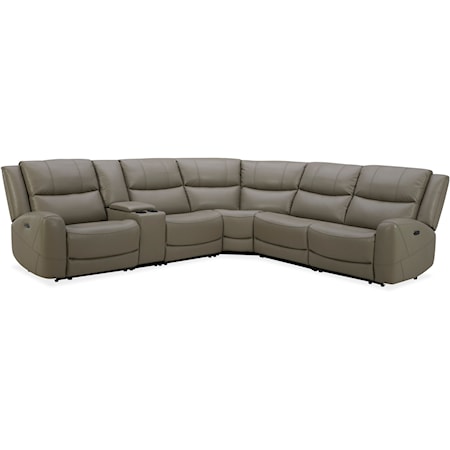 6228 Gray Leather  Dual Power Sectional