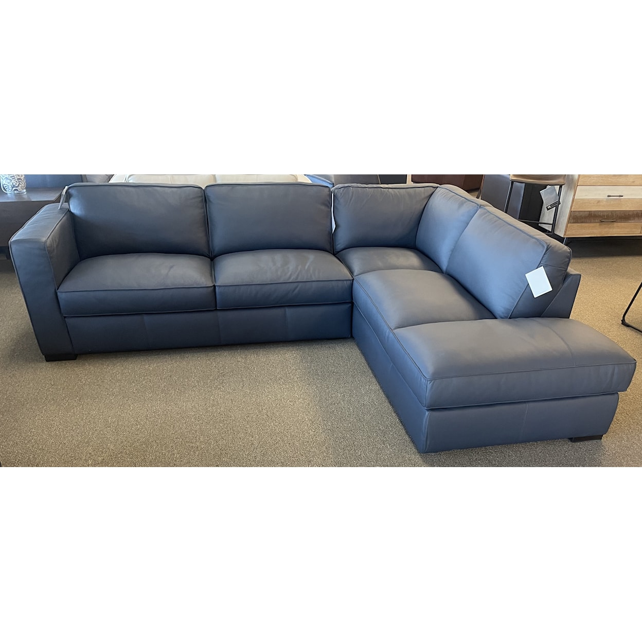 Natuzzi Editions C274 Leather Collection Navy Leather Sectional