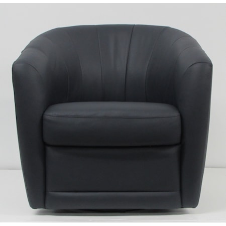 Navy Leather Swivel Chair