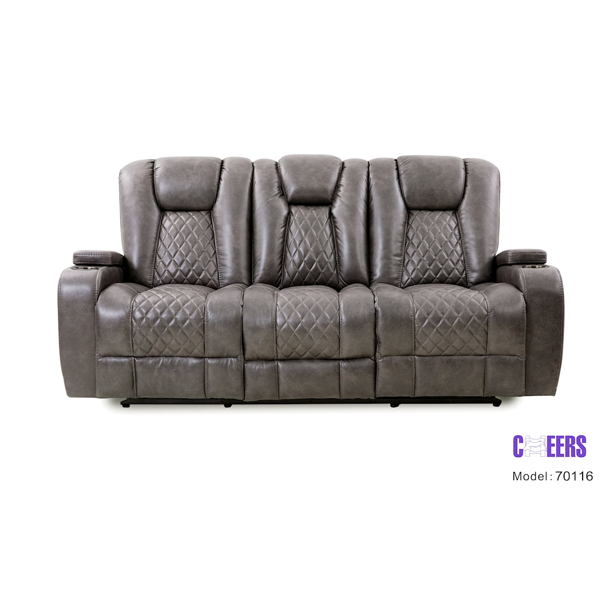 Cheers 70116 Manual Transformer 70116 Grey Dual Reclining Sofa