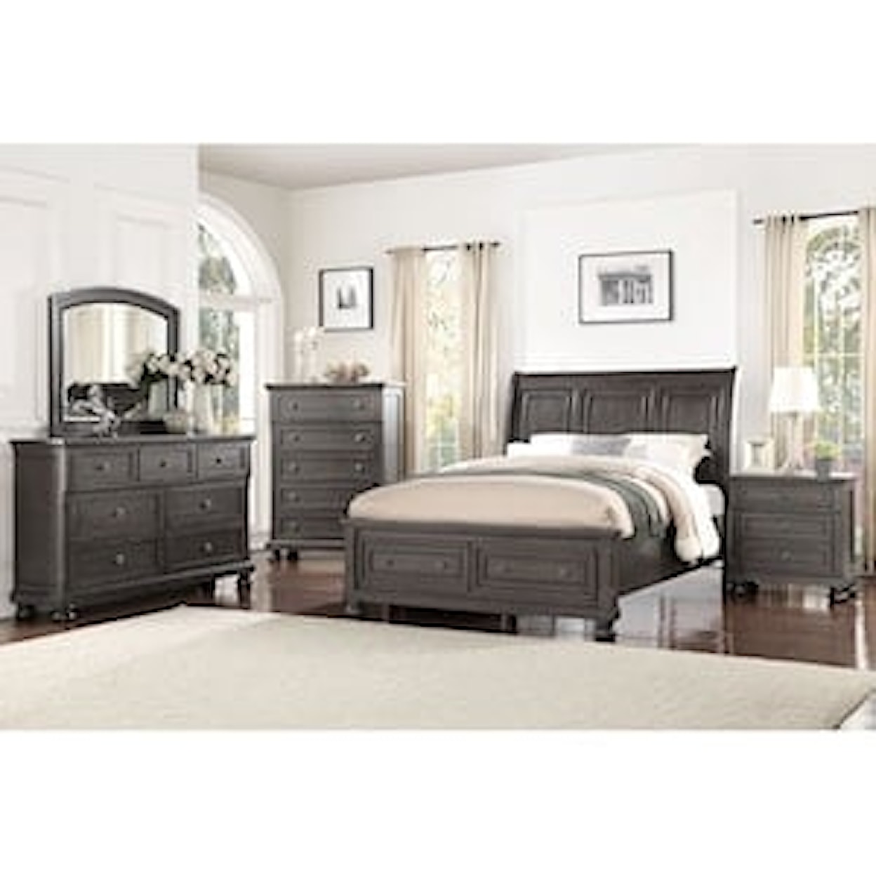 Avalon Furniture Stella B1061 Geey Queen 7pc Bedroom Group
