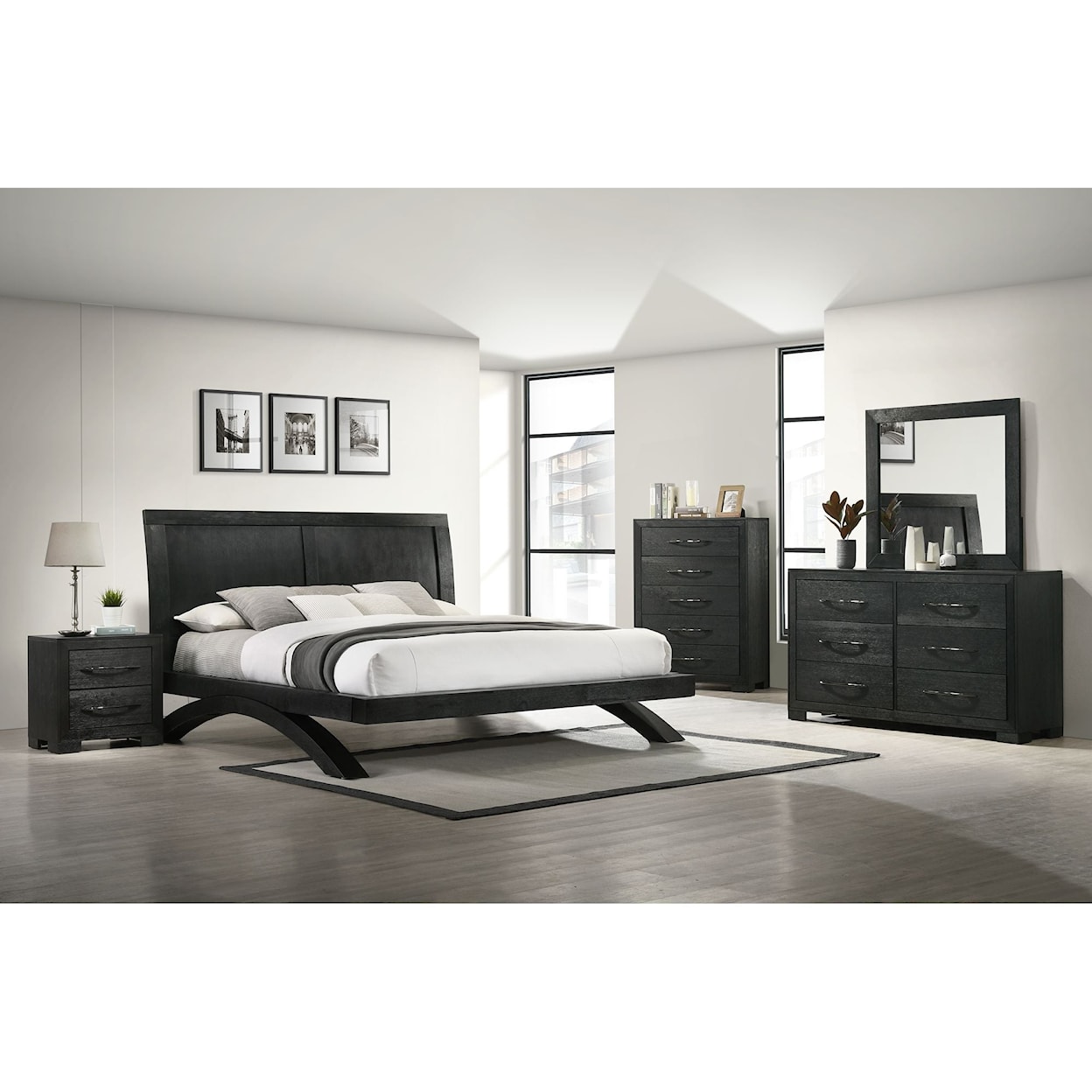 Elements International Allan Queen Bed In Black