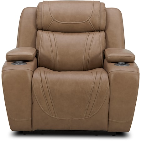 6155 Sand Leather Dual Power Recliner