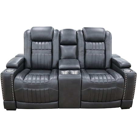 Power Leather Console Loveseat