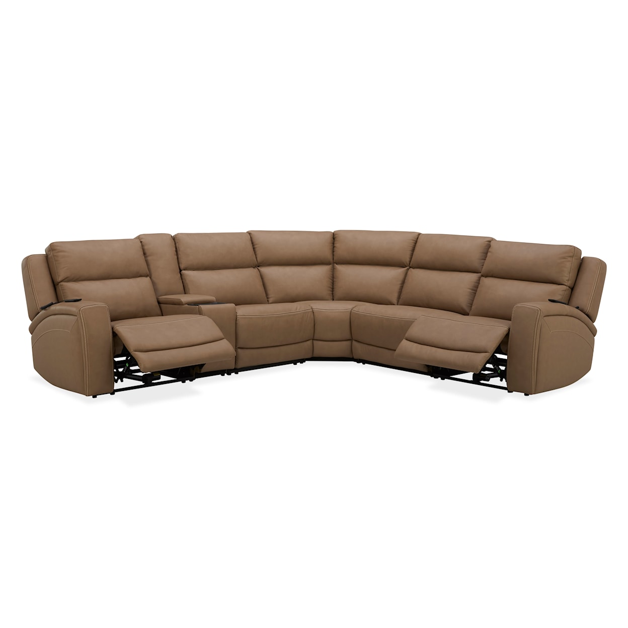 Kuka Home 6137 Leather Dual Power Sectional 6137 Toast Leather Dual Power sectional