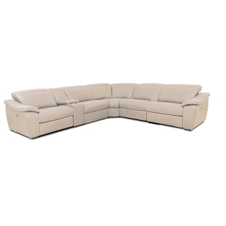 U80091 Wheat- Leather Dual Power Reclining Sectional