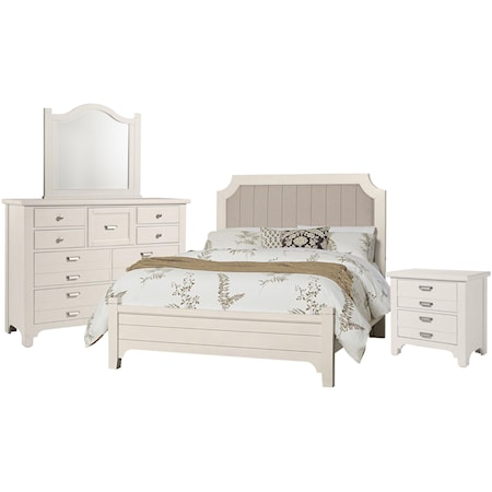 Queen Bed, Dresser, Mirror, Nigh