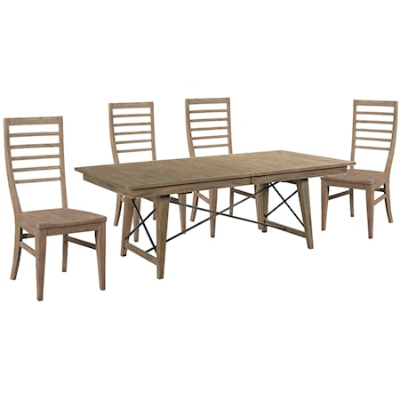 Rectangle Table and 4 Ladderback Side Chairs