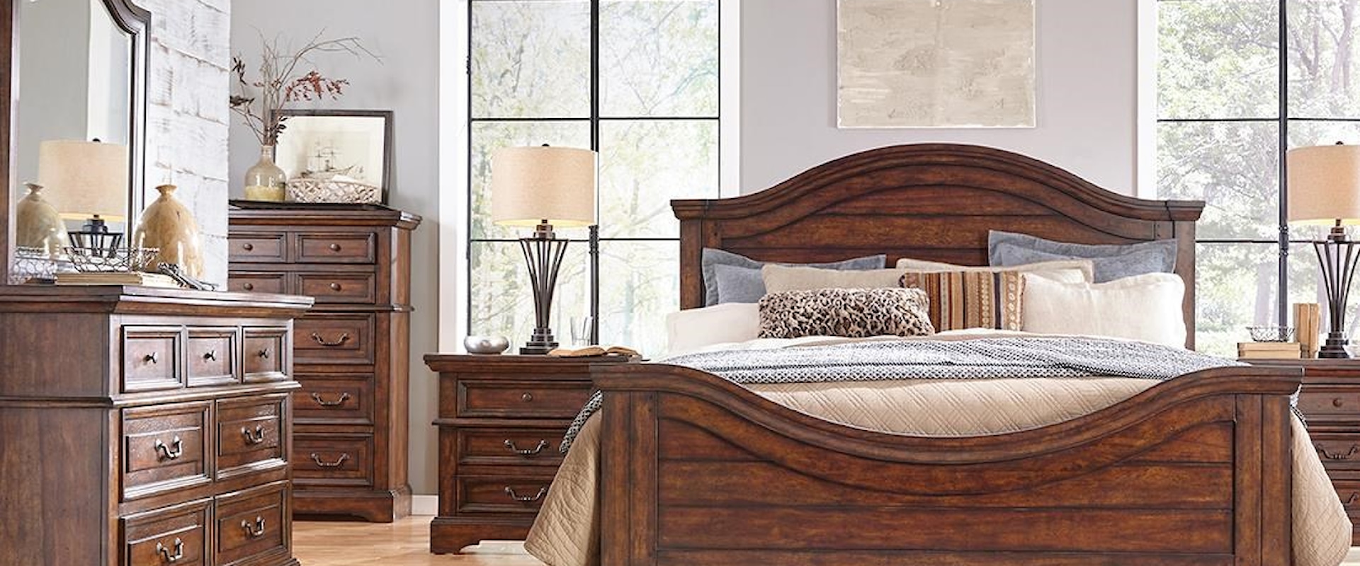 Queen Bed, Dresser, Mirror, & Nighstand