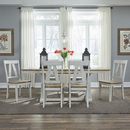 Trestle Table & 6 Side Chairs
