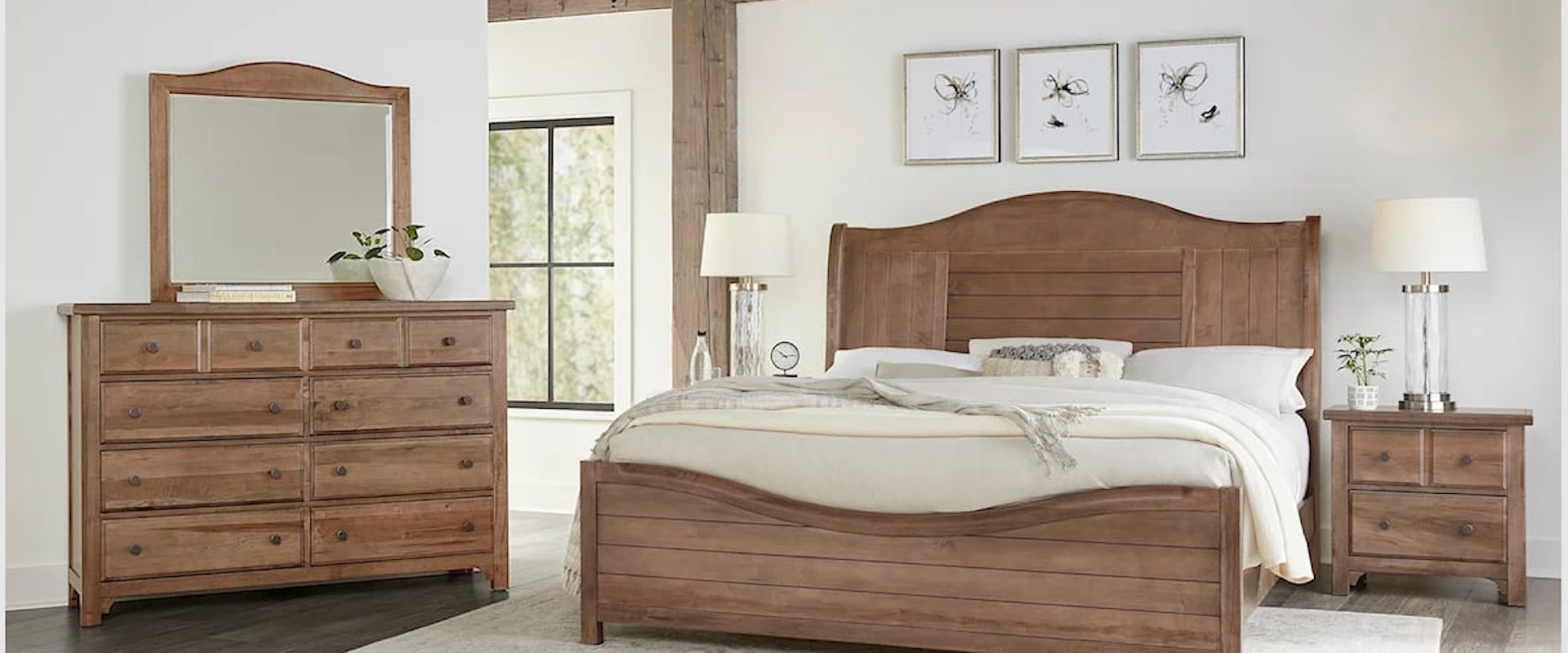 King Sleigh Bed,Dresser,Mirror,Nighstand