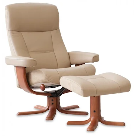 Leather Adjustable Back Chair with Ottoman