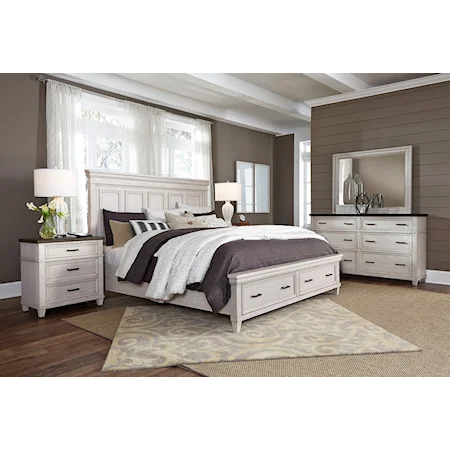 Queen Storage Panel Bed, Dresser, Mirror, & Nightstand