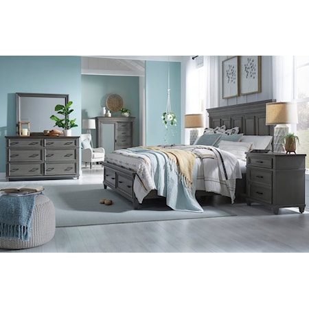 Queen Stg Bed, Dresser, Mirror, & Nighstand