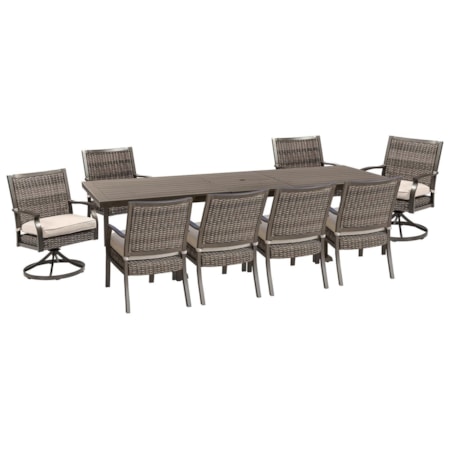 Table/8 chairs/ umbrella with stand