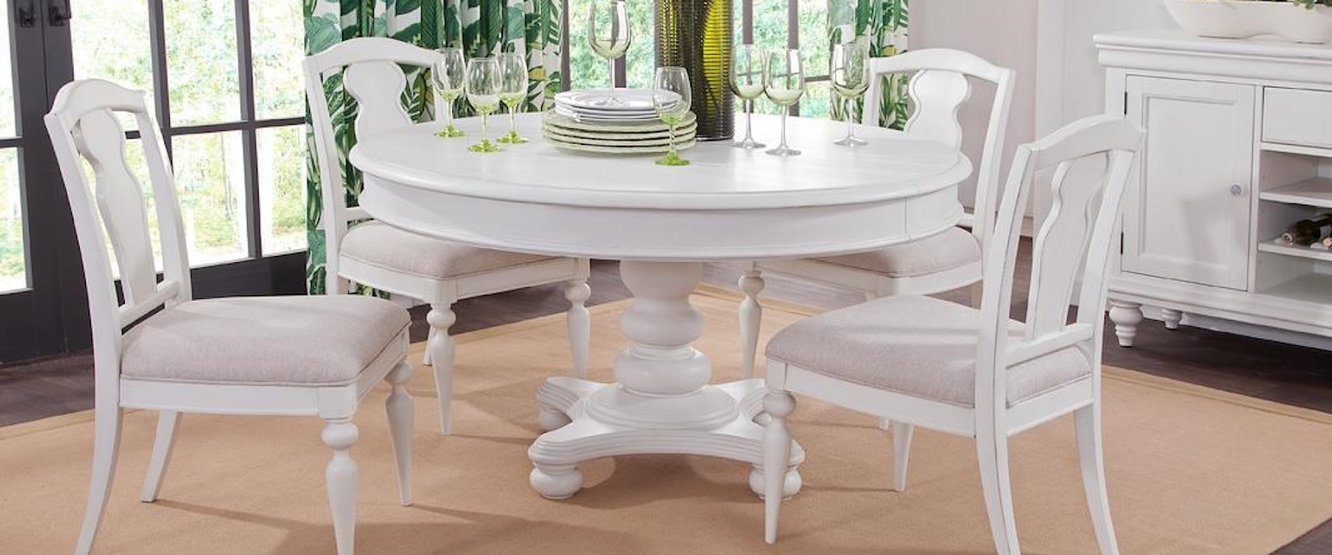 Oval Pedestal Table and 4 Slatback Side Chairs