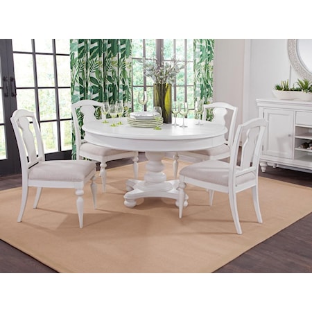 Oval Pedestal Table and Slatback Chairs