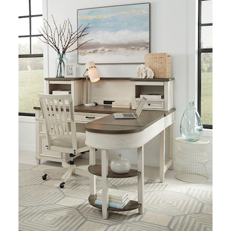 Single Pedestal Desk with Hutch and Return