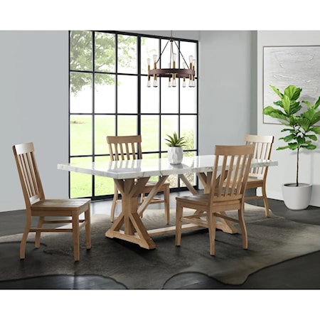 Rectangular Dining Table & 4 Side Chairs
