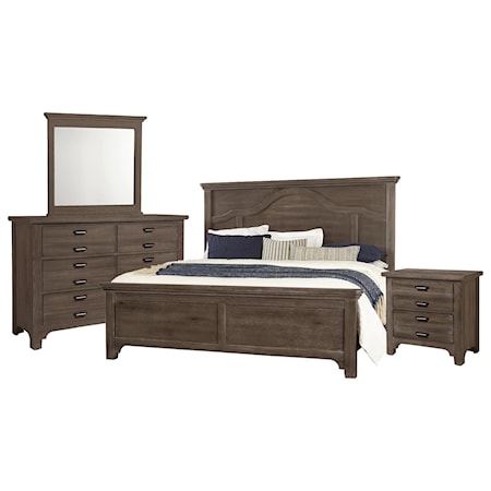 Queen Mantle Bed,Dresser,Mirror,Nightstand