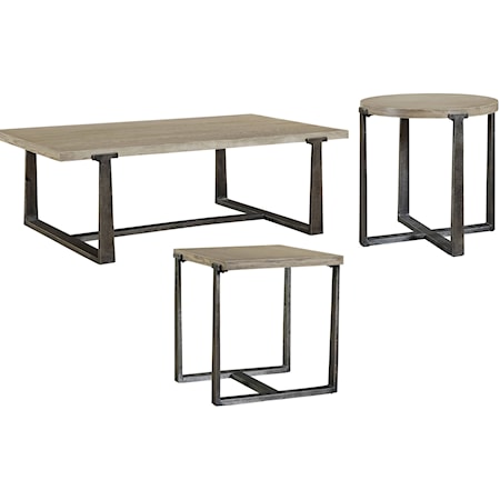 Cocktail Table w/ Rnd. & Rect. End Tables
