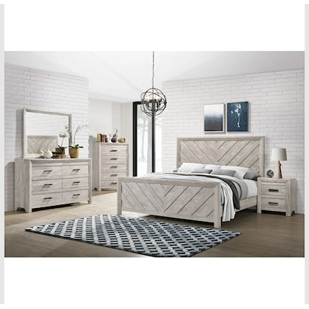 Queen Bed, Dresser, Mirror, & Nightstand