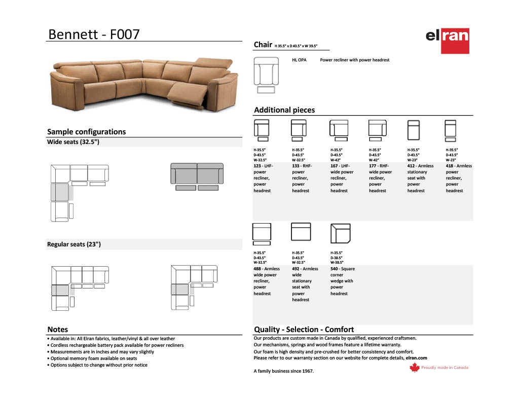 5Pc Power Modern Sectional