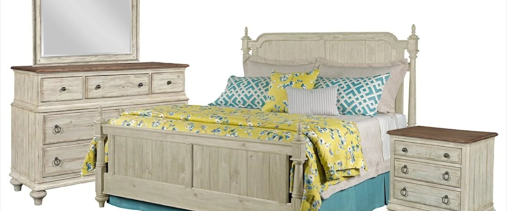 King Poster Bed, Dresser, Mirror, & Nightstand