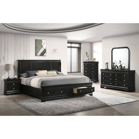 Queen Storage Footboard Bed