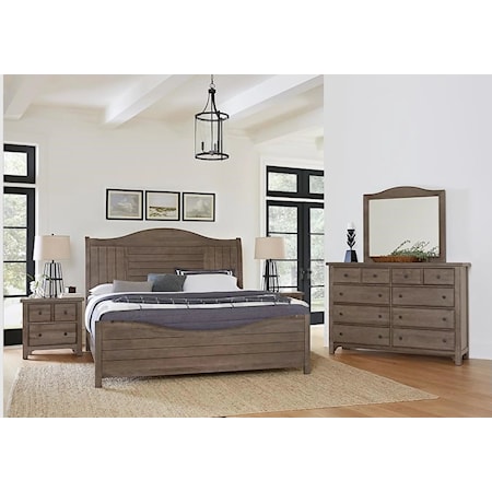 King Sleigh Bed,Dresser,Mirror,Nighstand