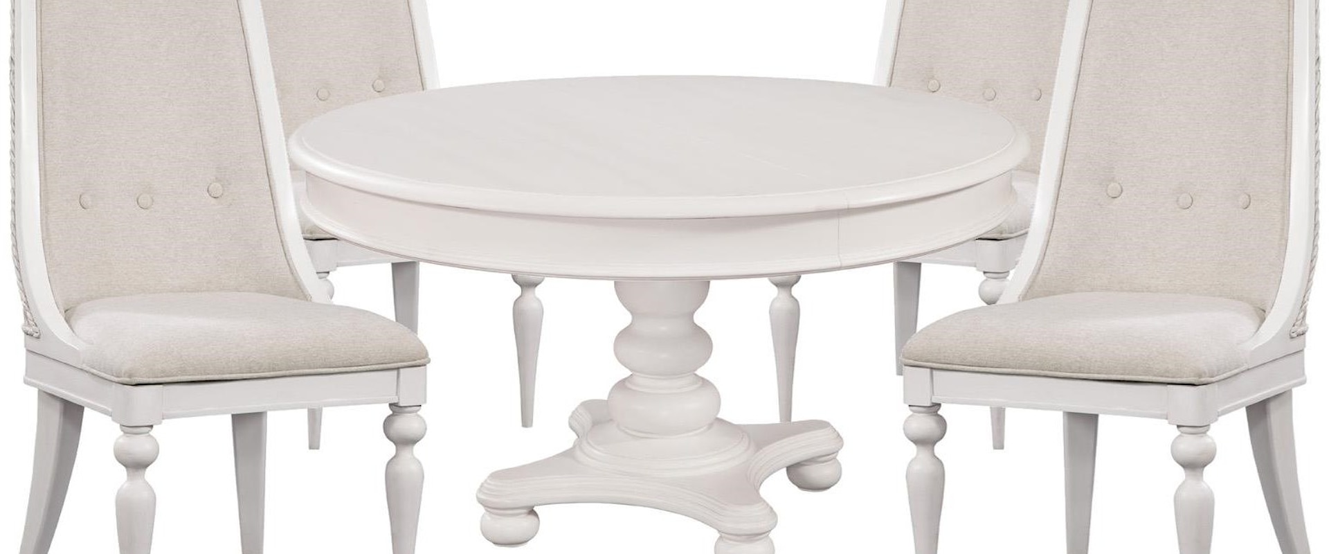 Oval Pedestal Table and 4 Woven Side Chair