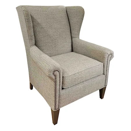 Traditional Wing Back Chair with Nail-Head Trim