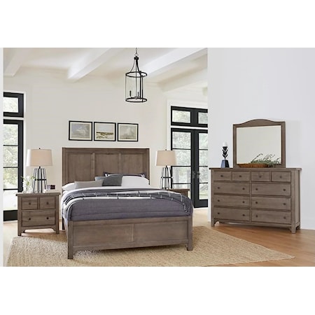 King Panel Bed,Dresser,Mirror,Nighstand