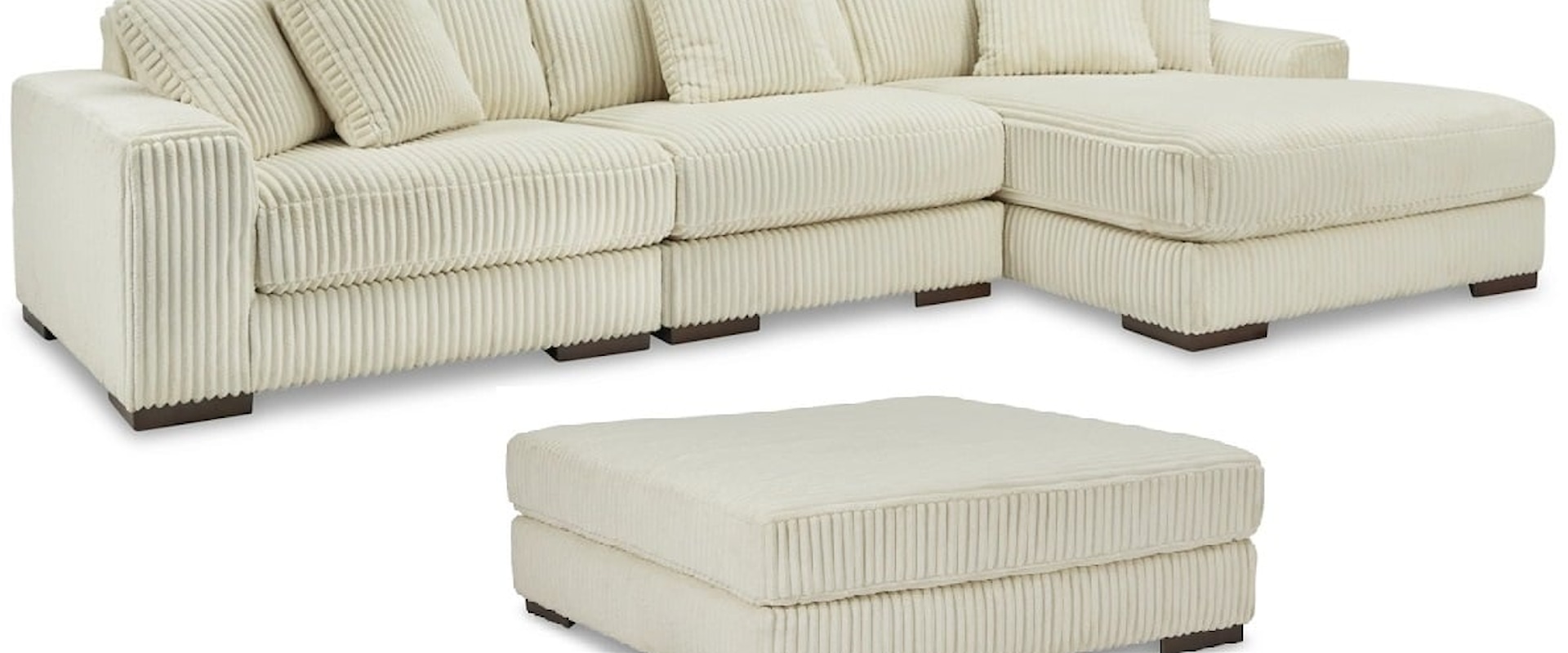 3-Piece Chaise Sectional with Ottoman