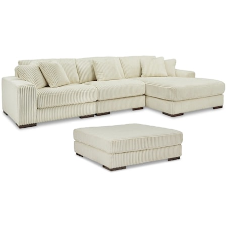 3-Piece Chaise Sectional with Ottoman