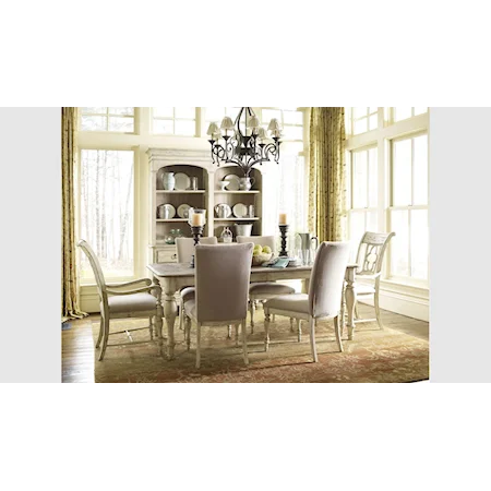 Table, 4 Chairs, & China