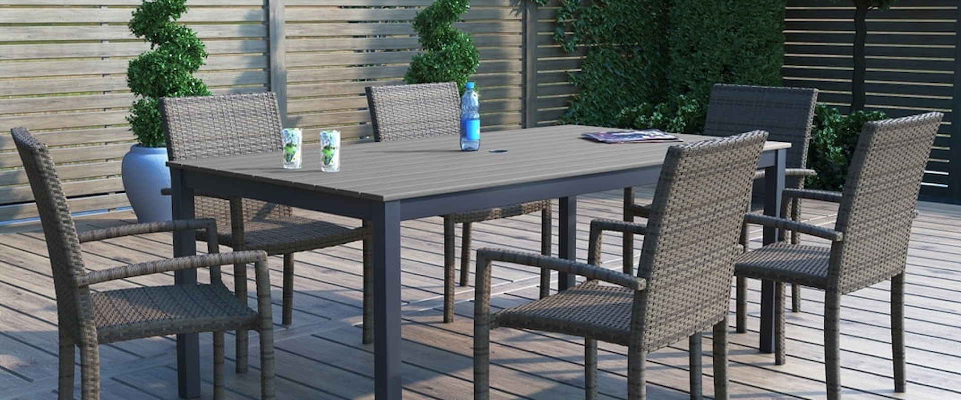 72" Outdoor Dining Table with 6 Chairs