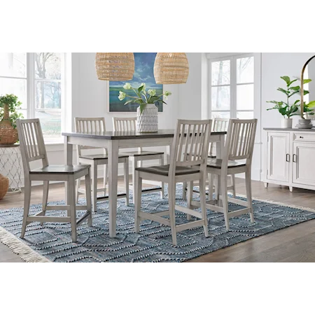 Counter Table with 6 Counter Chairs