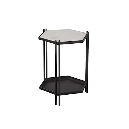 Marble Top Accent Table with Shelf