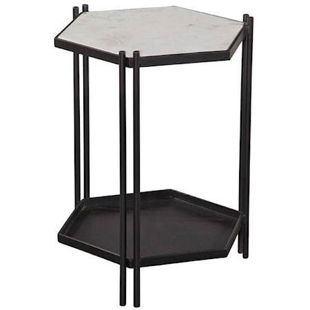 Marble Top Accent Table with Shelf