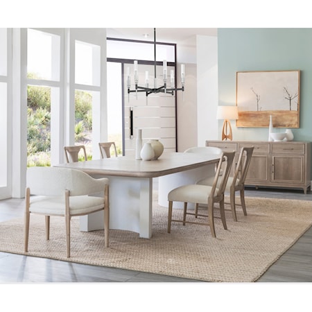 Rectangle Table with 6 Slatback Chairs