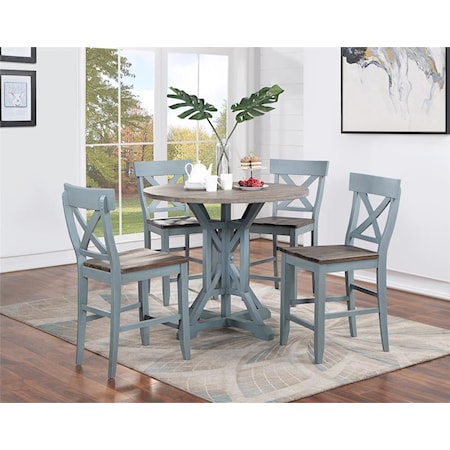 Round Counter Height Table with 4 Stools