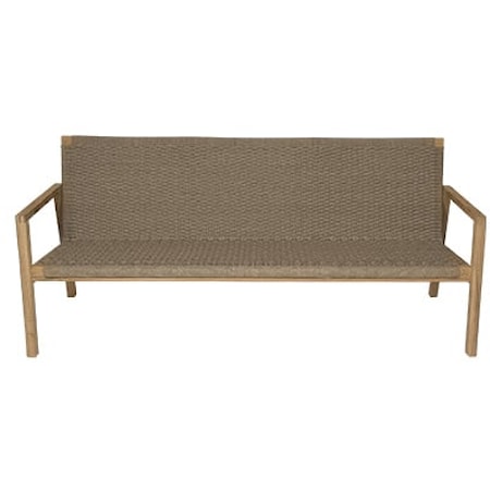 Outdoor Teak Sofa with Gray Rope Seat