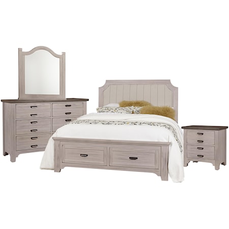 King Bed, Dresser, Mirror, Nighstand