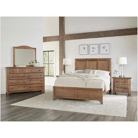 King Panel Bed,Dresser,Mirror,Nightstand