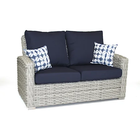 Loveseat with 2 throw pillows