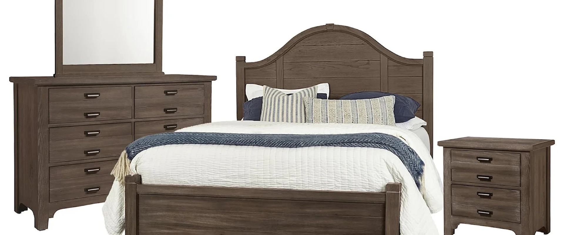 King Arch Bed, Dresser, Mirror, & Nightstand