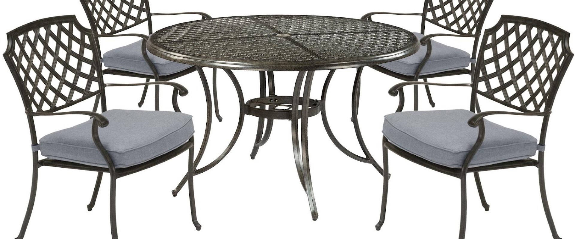 48 Inch Round Table And 4 Chairs With Seat Cushions